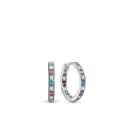 ColoWatchful World Hoops - Polished with 42 Multi color Cubic Zirkonia