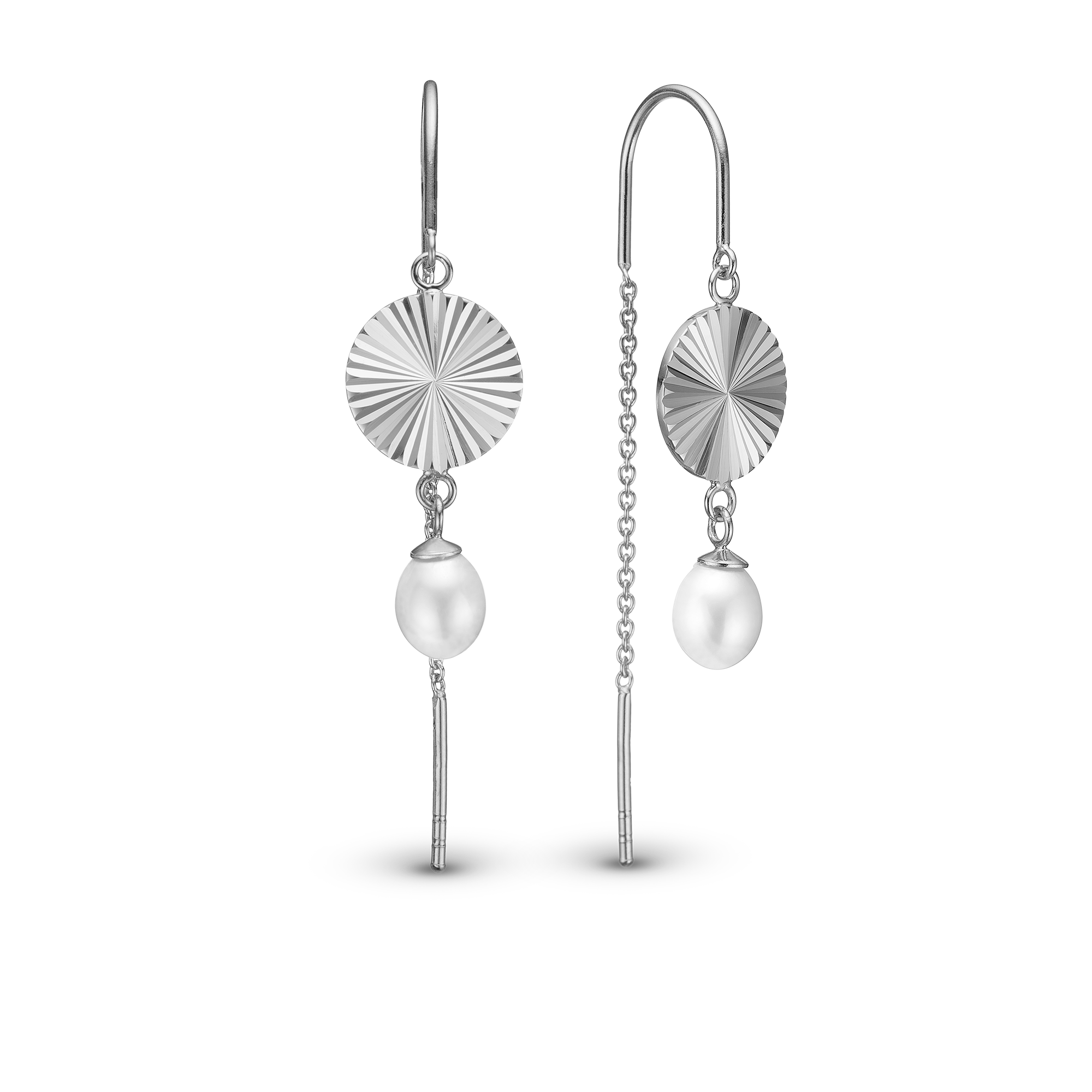 Sparkle Life Dangle Earring - Sterling Silver with 2 white Freshwater Pearls