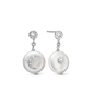 Sun & Moon Dangle Earring - Sterling Silver with 10 white Ferskvandsperler