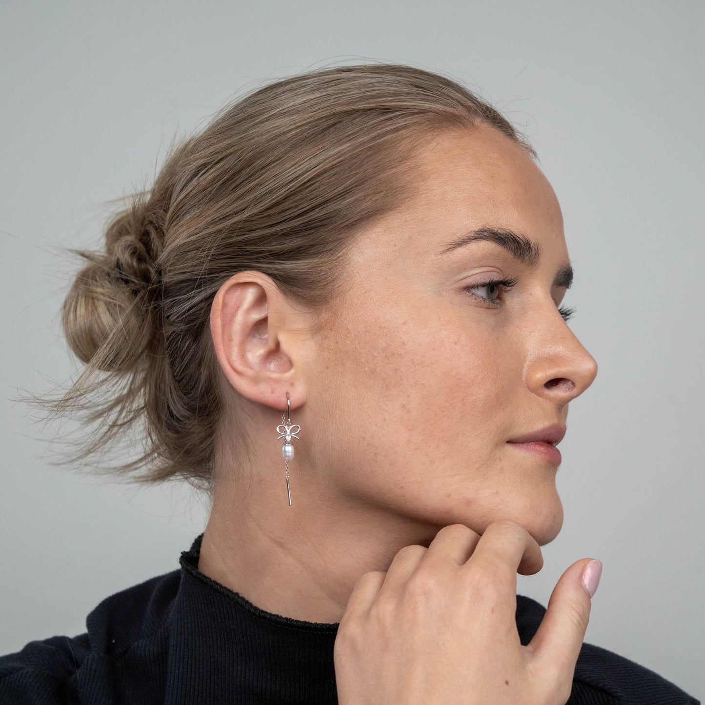 Celebrate Dangle Earring - Polished Sterling Silver with 2 white Cubic Zirkonia