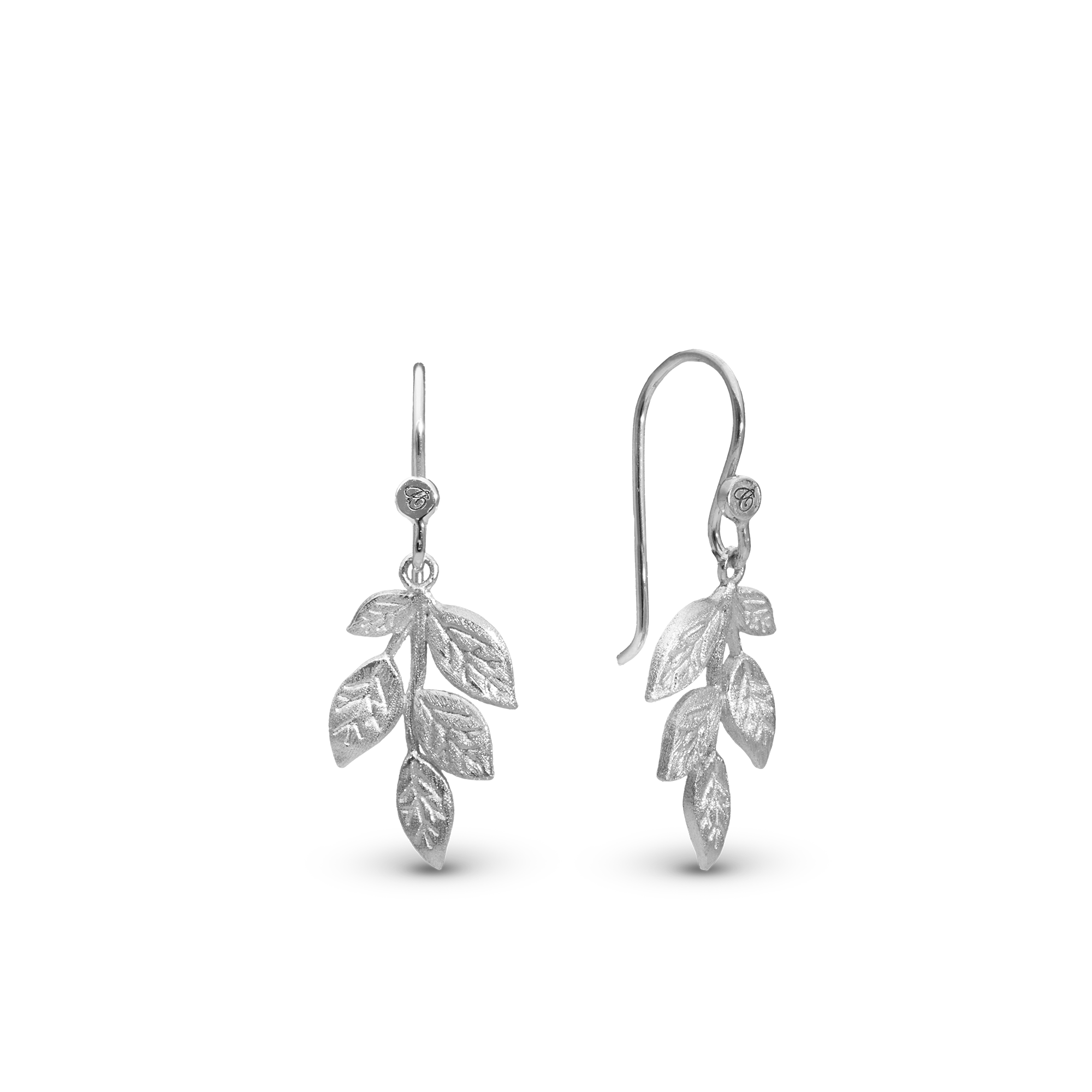 Leaf Beauty Dangle Earring - Brushed Sterling Silver