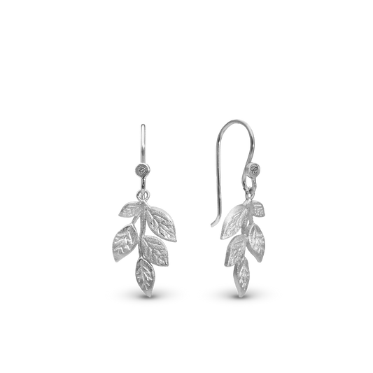Leaf Beauty Dangle Earring - Brushed Sterling Silver