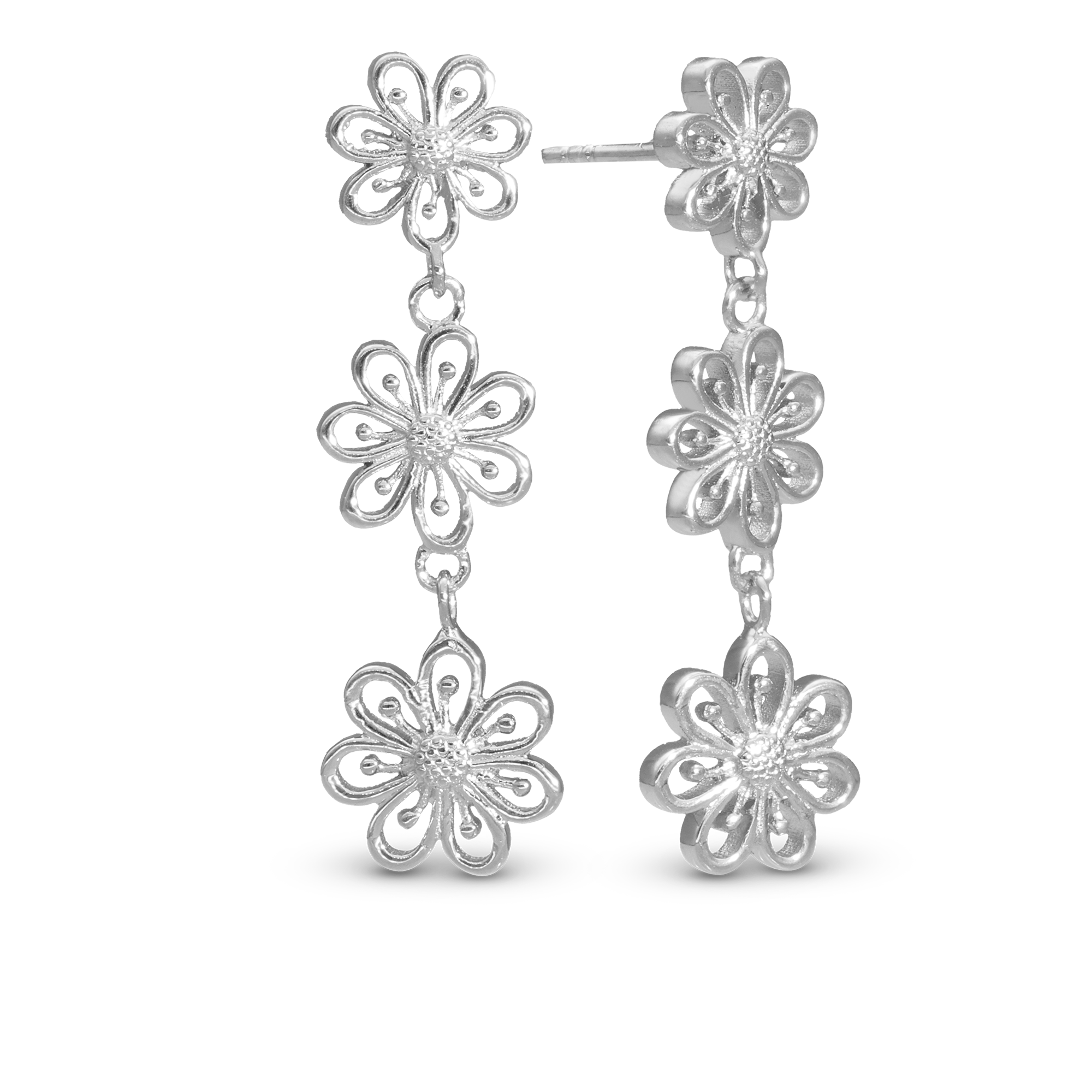 Flower Heaven Dangle Earring - Polished Sterling Silver