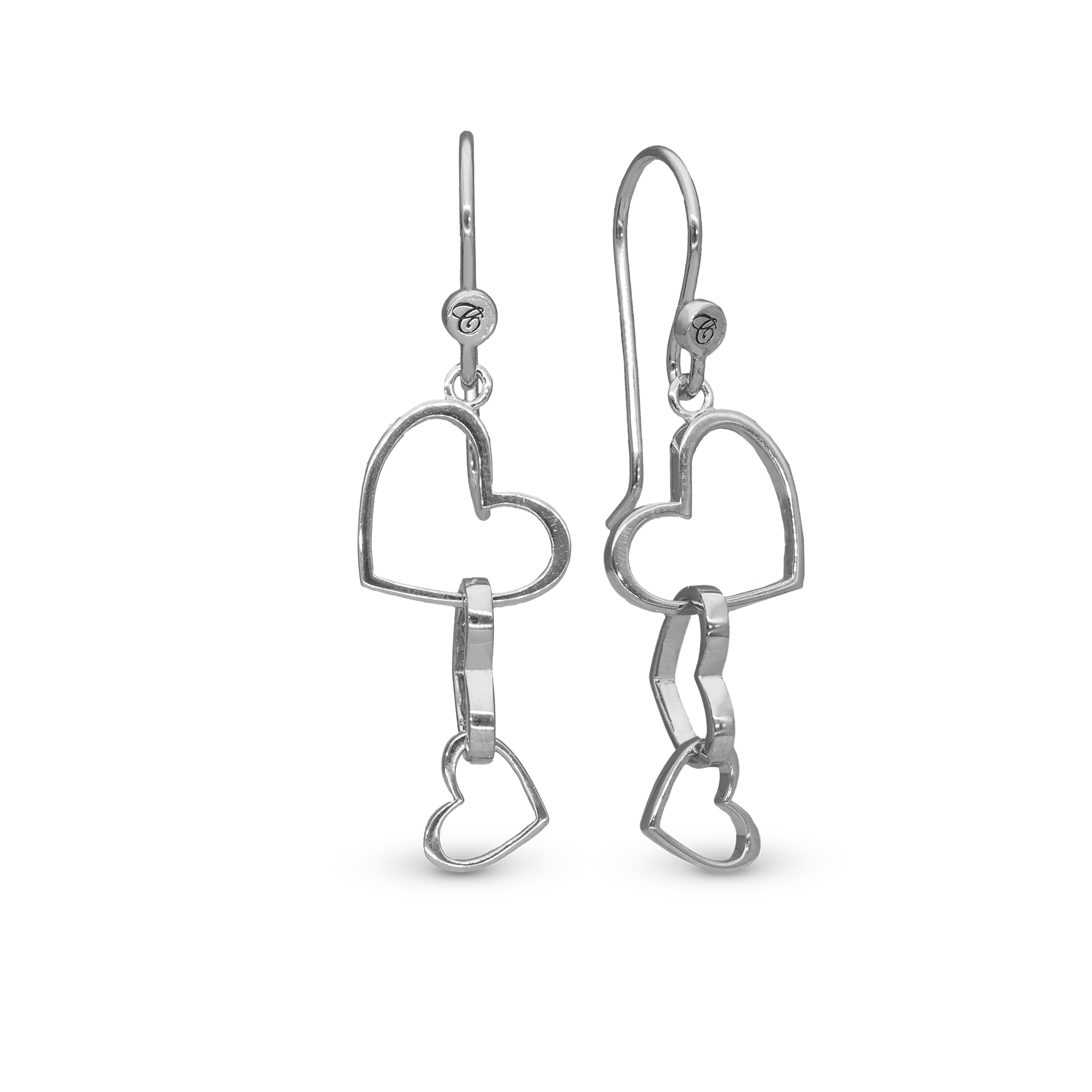 Dancing Love Dangle Earring - Polished Sterling Silver