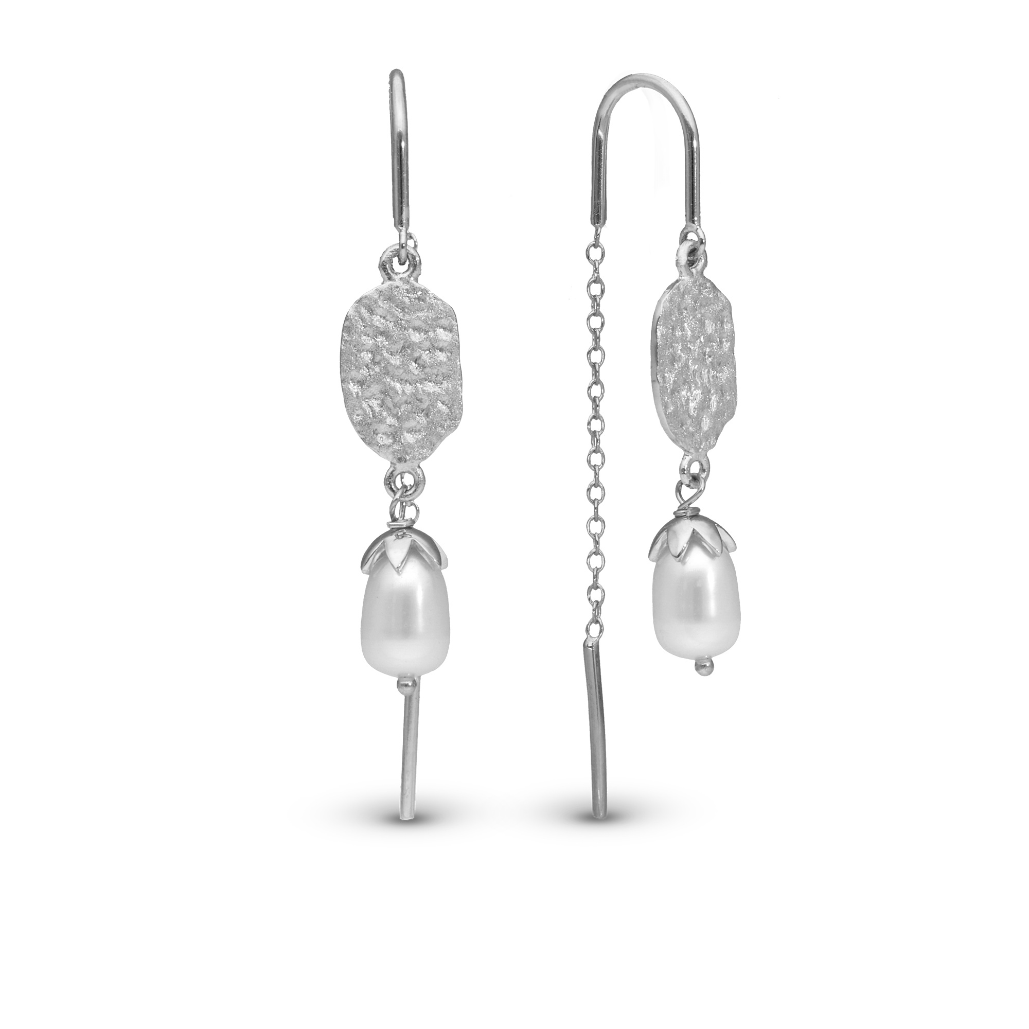 Sparkling Life Dangle Earring - Glitrende Sterling Silver with 2 white Freshwater pearls