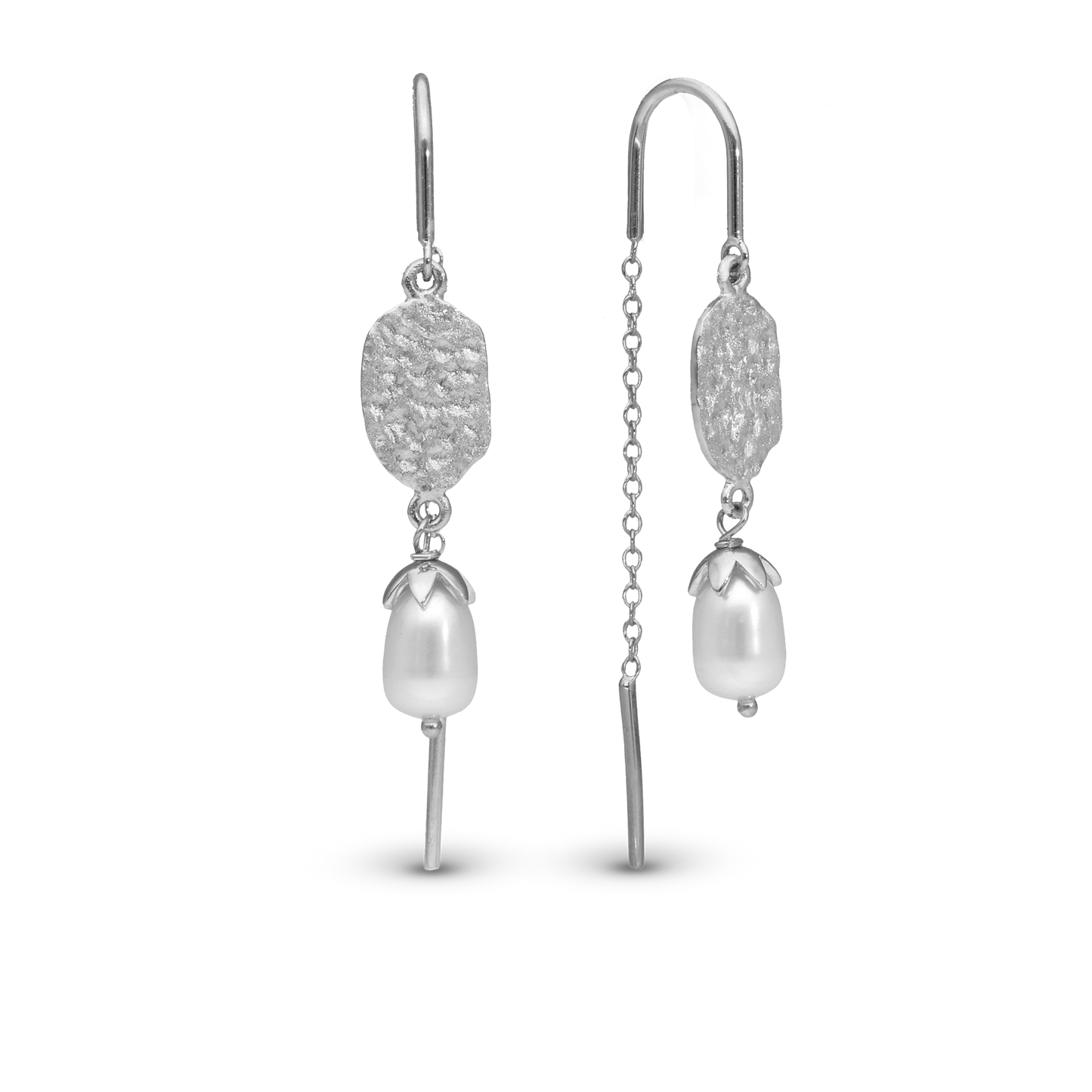 Sparkling Life Dangle Earring - Glitrende Sterling Silver with 2 white Ferskvandsperler