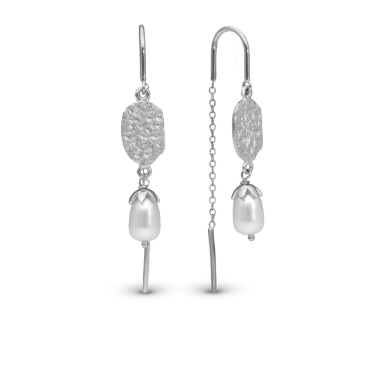 Sparkling Life Dangle Earring - Glitrende Sterling Silver with 2 white Ferskvandsperler
