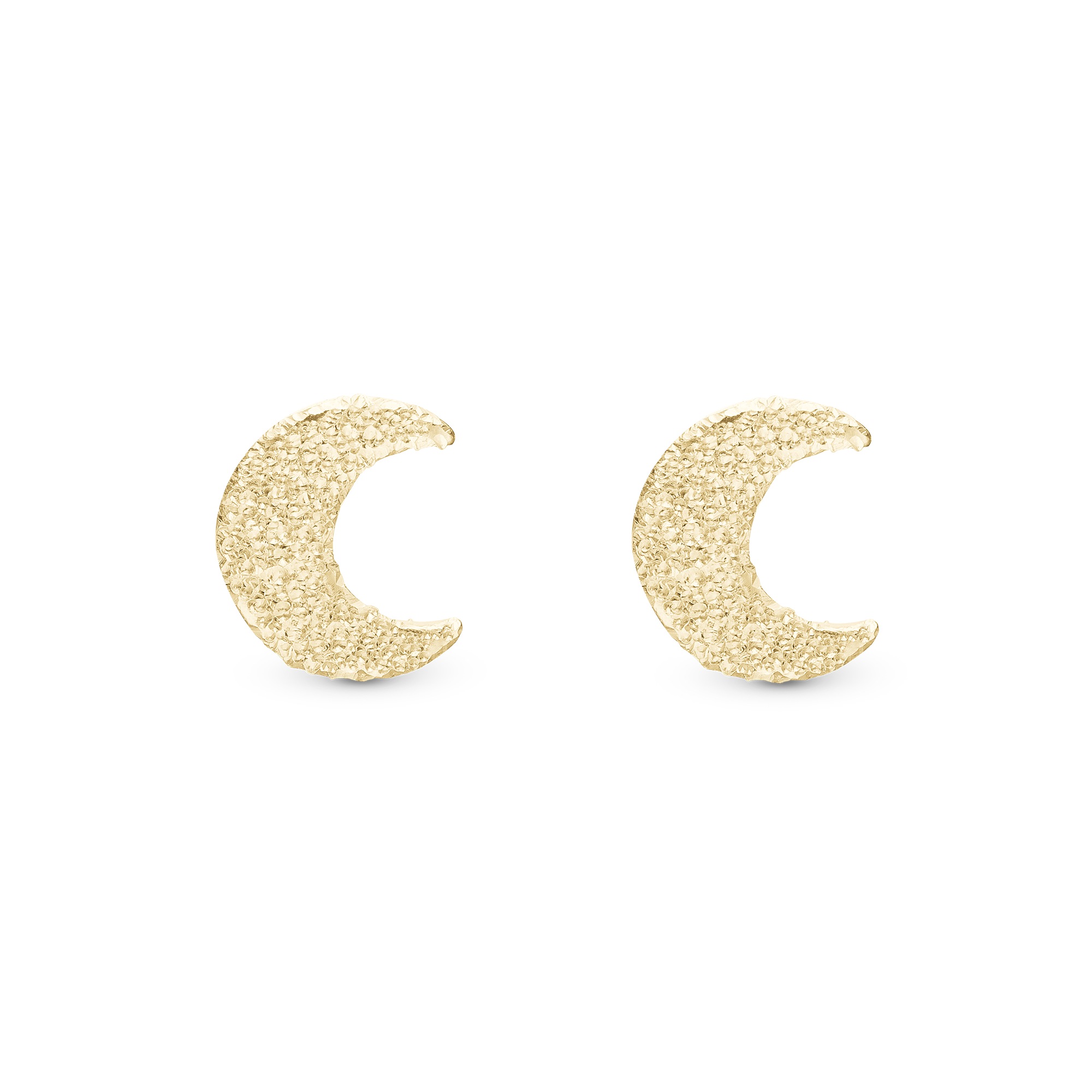 Sparkling Moon Stud Earrings - Glitrende Gold Plated Sterling Silver