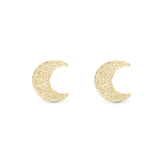 Sparkling Moon Stud Earrings - Glitrende Gold Plated Sterling Silver