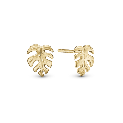 Rainforest Stud Earrings - Polished Gold Plated Sterling Silver
