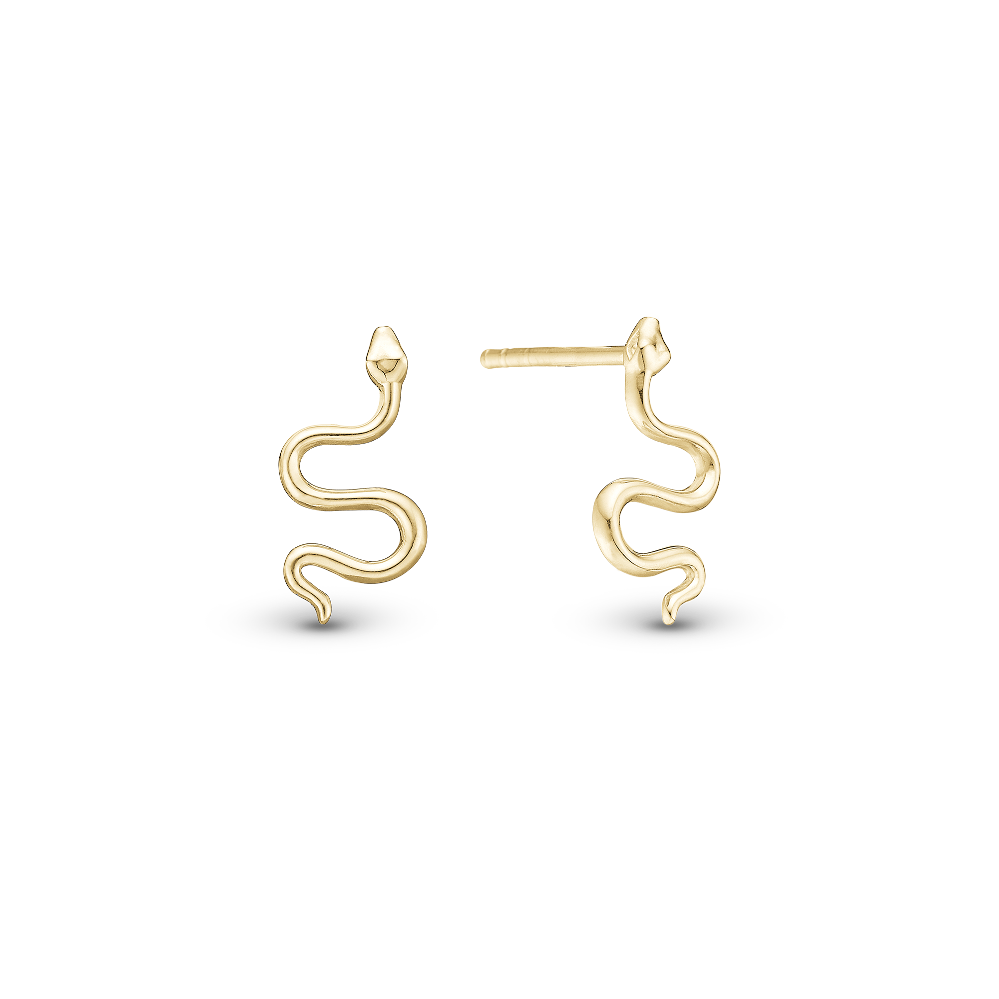 Snake Stud Earrings - Polished Gold Plated Sterling Silver