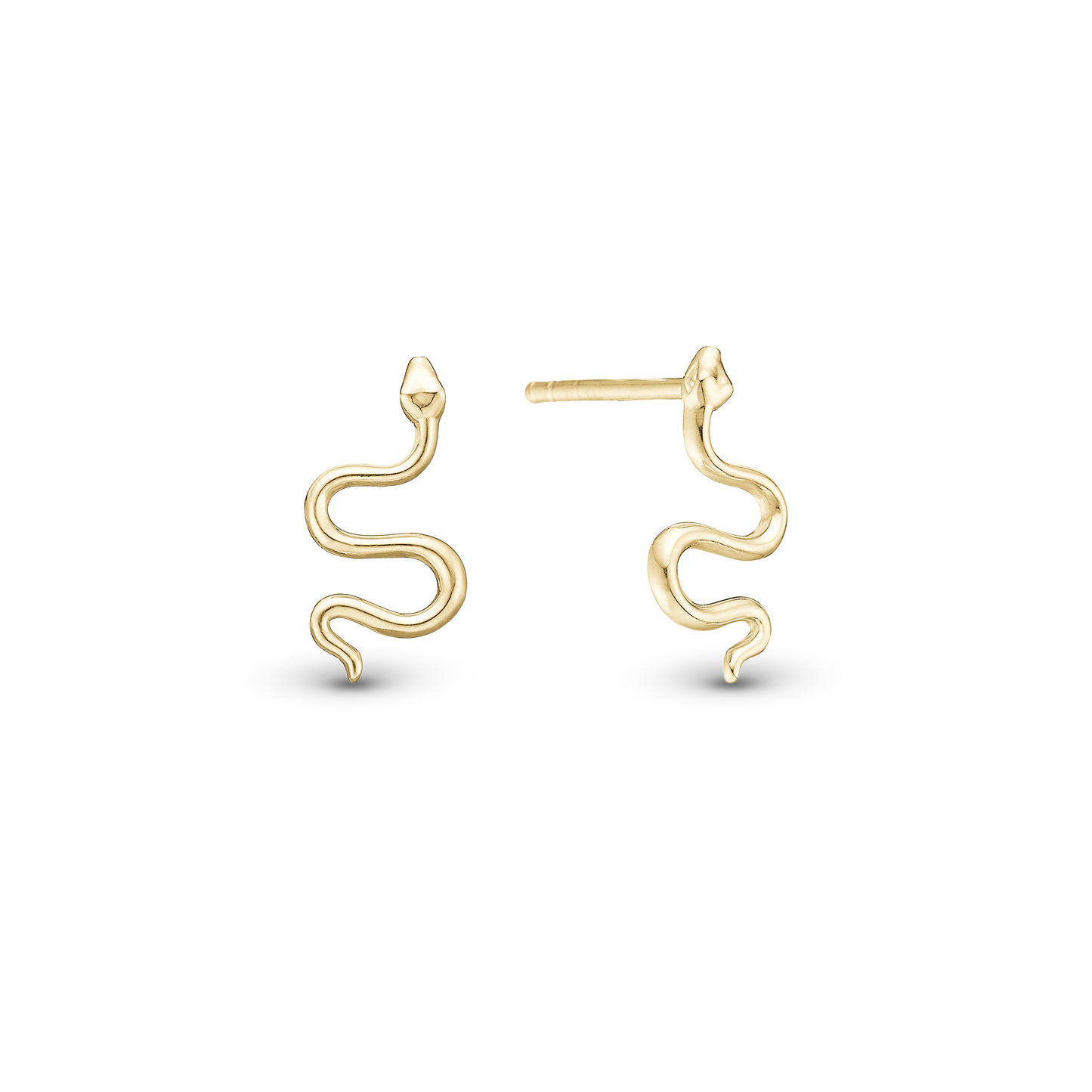 Snake Stud Earrings - Polished Gold Plated Sterling Silver