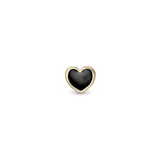 Black Heart Simple Earring Stud / Single Stud - Gold Plated Sterling Silver