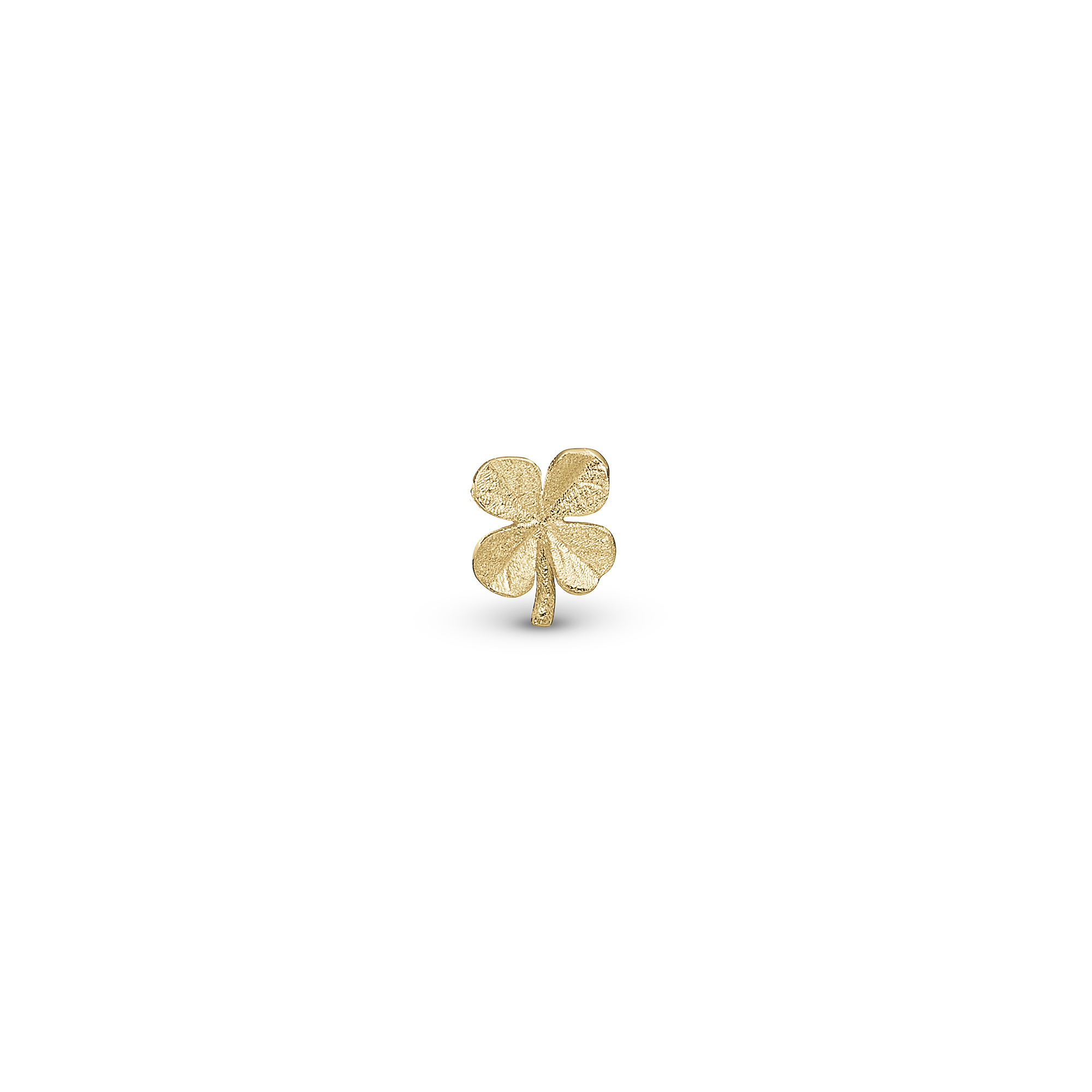 FoWatch Leaf Clover Simple Earring Stud / Single Stud - Gold Plated Sterling Silver