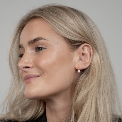 Dangling Marguerite Simple Earring Stud / Single Stud - Polished Gold Plated Sterling Silver