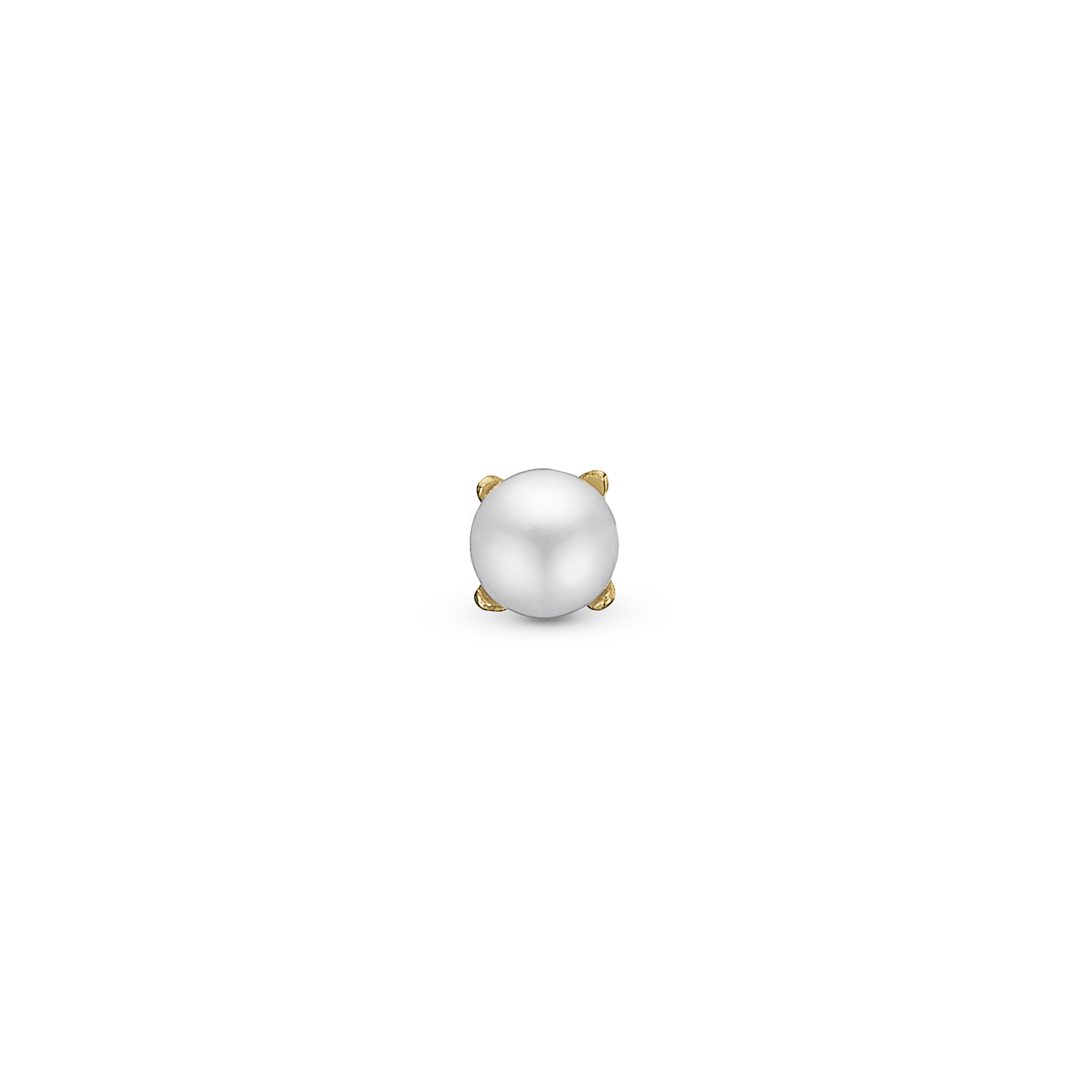 Pearl Simple Earring Stud / Single Stud - Polished Gold Plated Sterling Silver with 1 Freshwater Pearls
