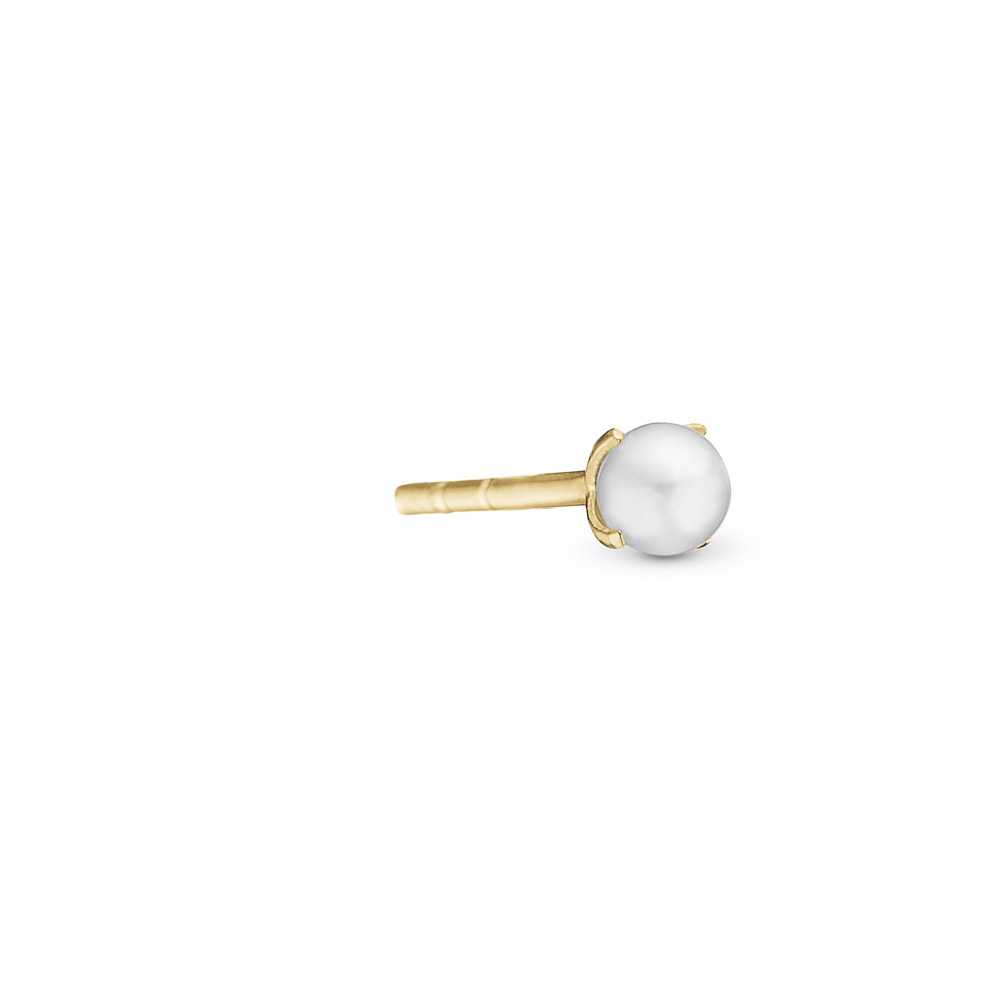 Pearl Simple Earring Stud / Single Stud - Polished Gold Plated Sterling Silver with 1 Freshwater Pearls