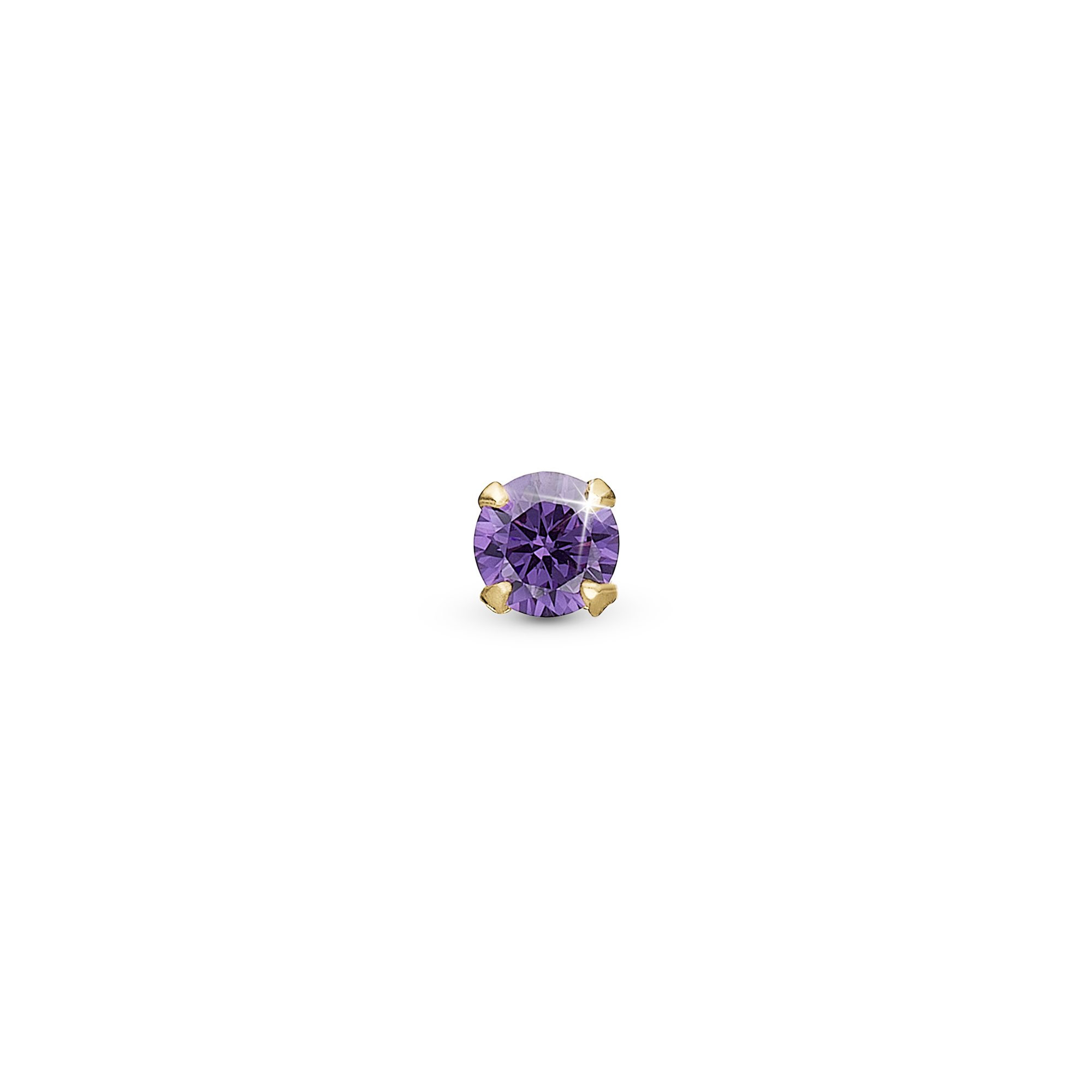 Purple Dance Enkelt Ørestik / Single Stud - Blankpoleret Forgyldt Sterling Sølv m. 1 Cubic Zirkonia