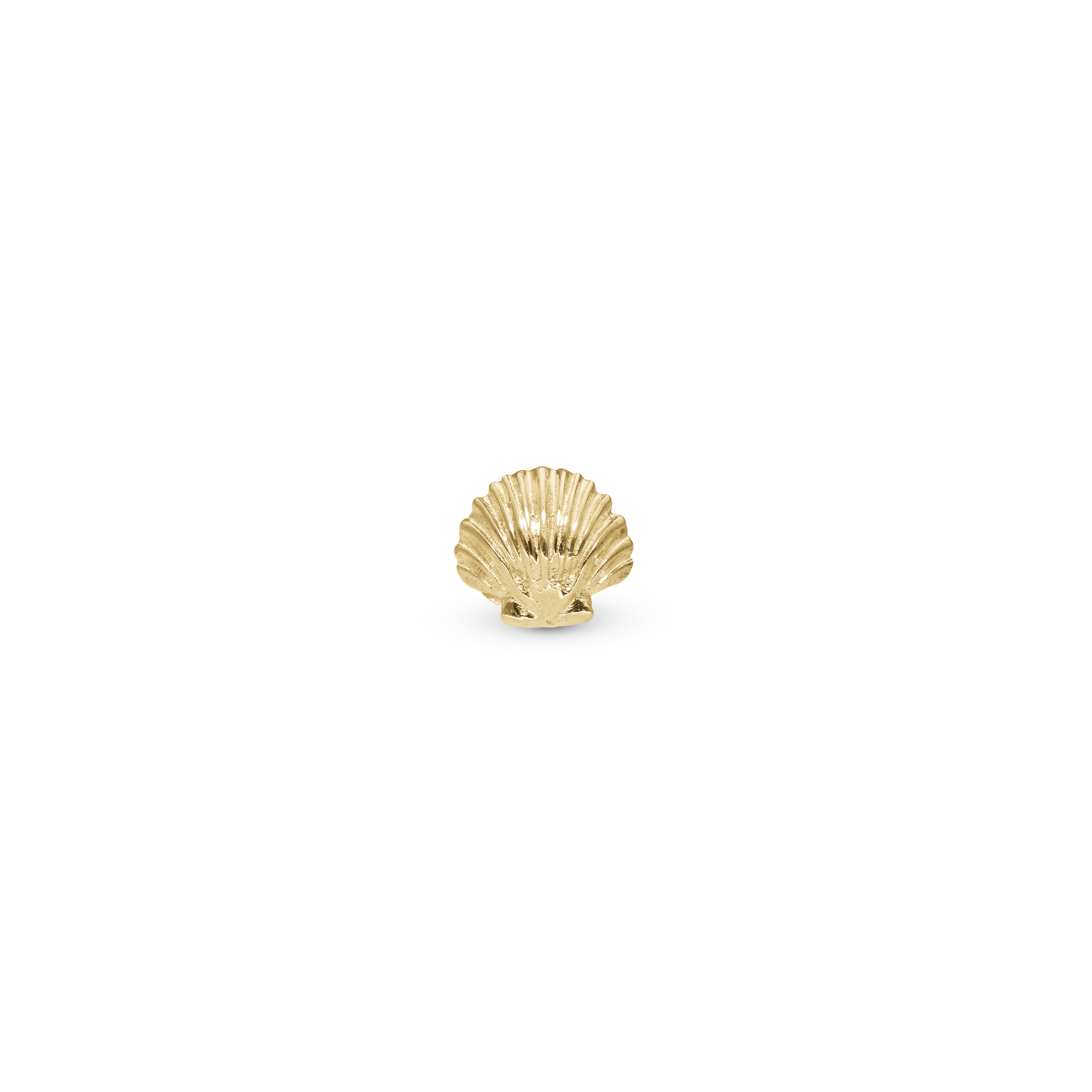 Clam shell Simple Earring Stud / Single Stud - Polished Gold Plated Sterling Silver