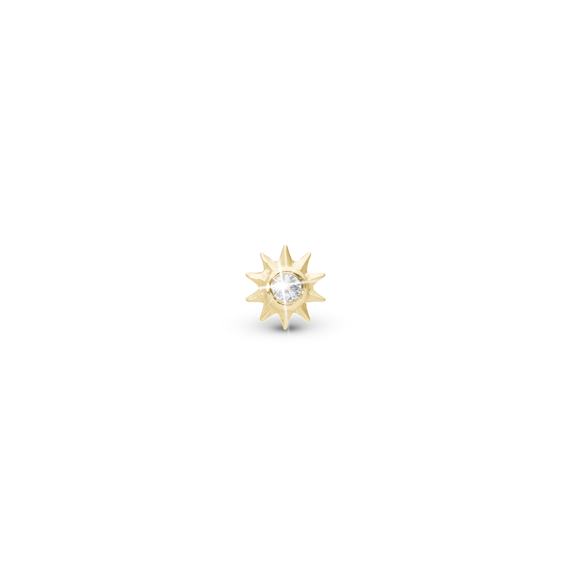 Ray of Sunshine Simple Earring Stud / Single Stud - Gold Plated Sterling Silver with 1 Cubic Zirkonia