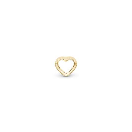 True Heart Simple Earring Stud / Single Stud - Polished Gold Plated Sterling Silver