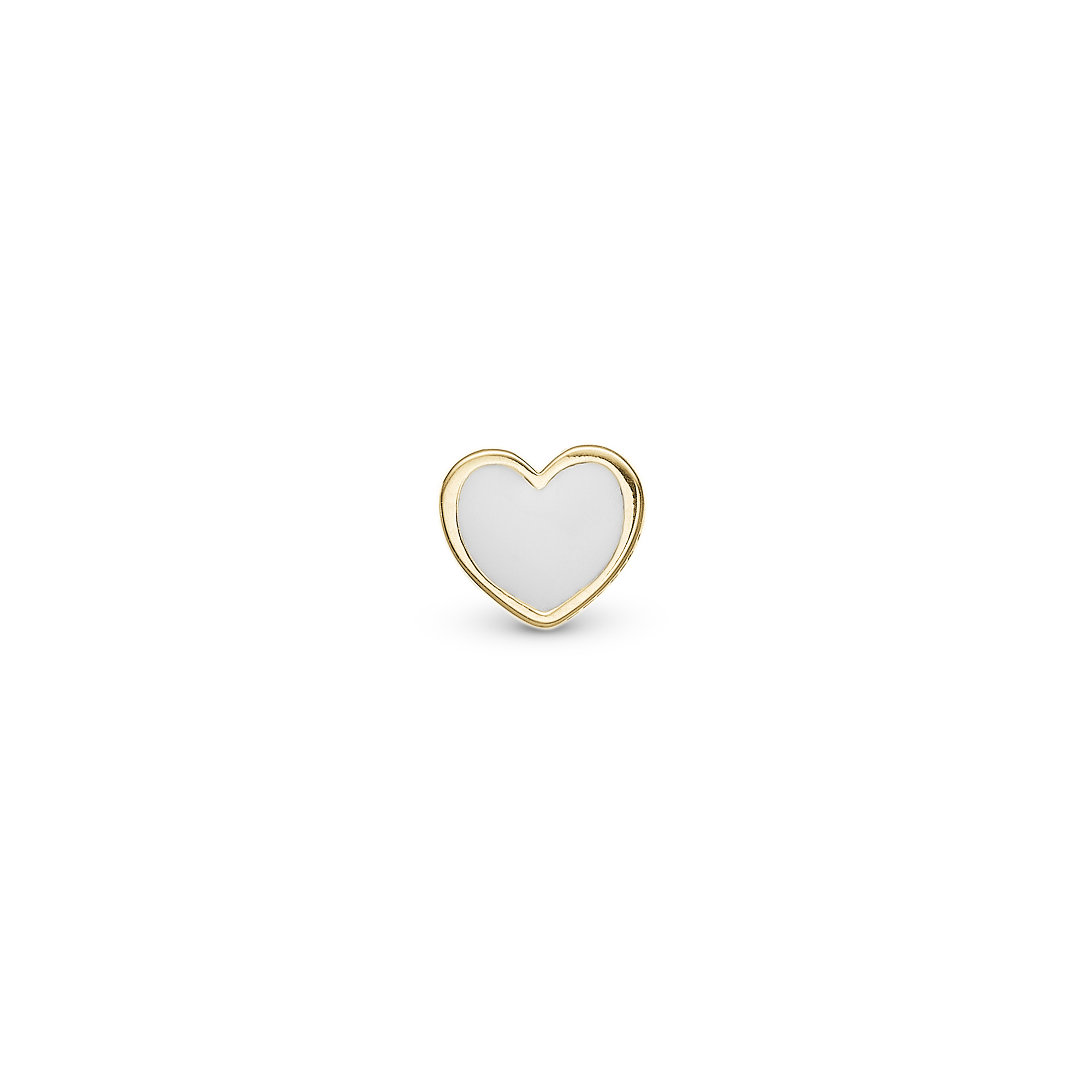White Heart Simple Earring Stud / Single Stud - Gold Plated Sterling Silver