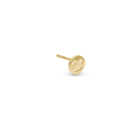 Smiling Simple Earring Stud / Single Stud - Polished Gold Plated Sterling Silver