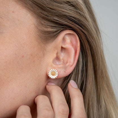 Marguerite 12mm Stud Earrings - Gold Plated Sterling Silver