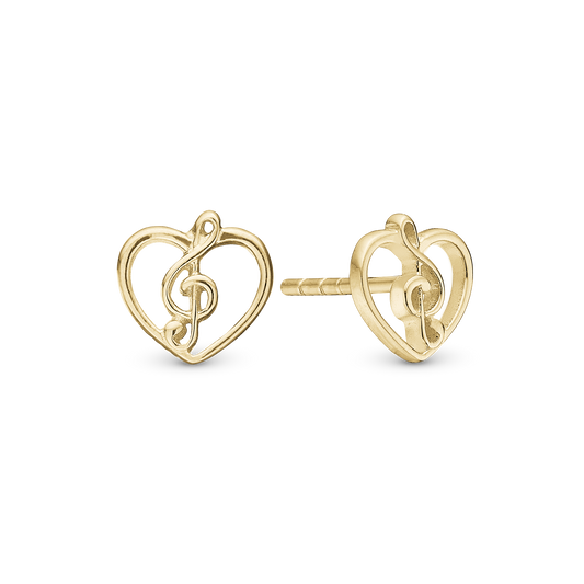 Music Love Stud Earrings - Gold Plated Sterling Silver