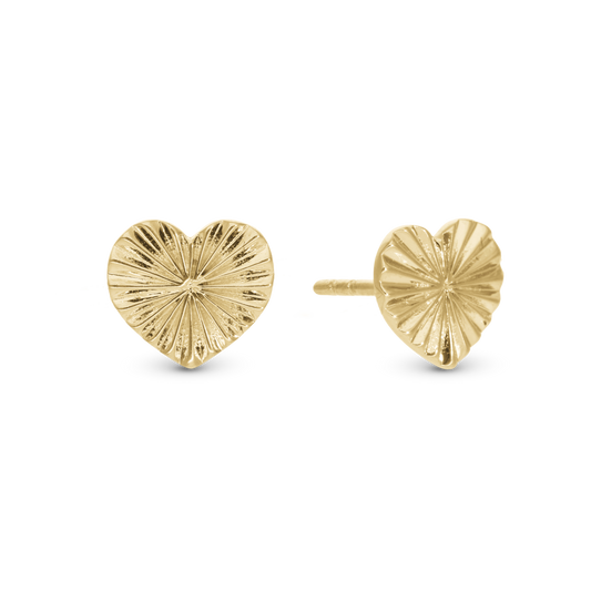 Sweet Heart Stud Earrings - Polished Gold Plated Sterling Silver