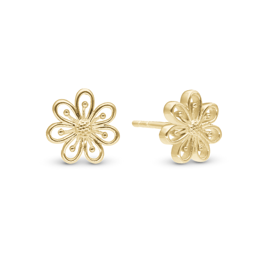 Flower Heaven Stud Earrings - Polished Gold Plated Sterling Silver