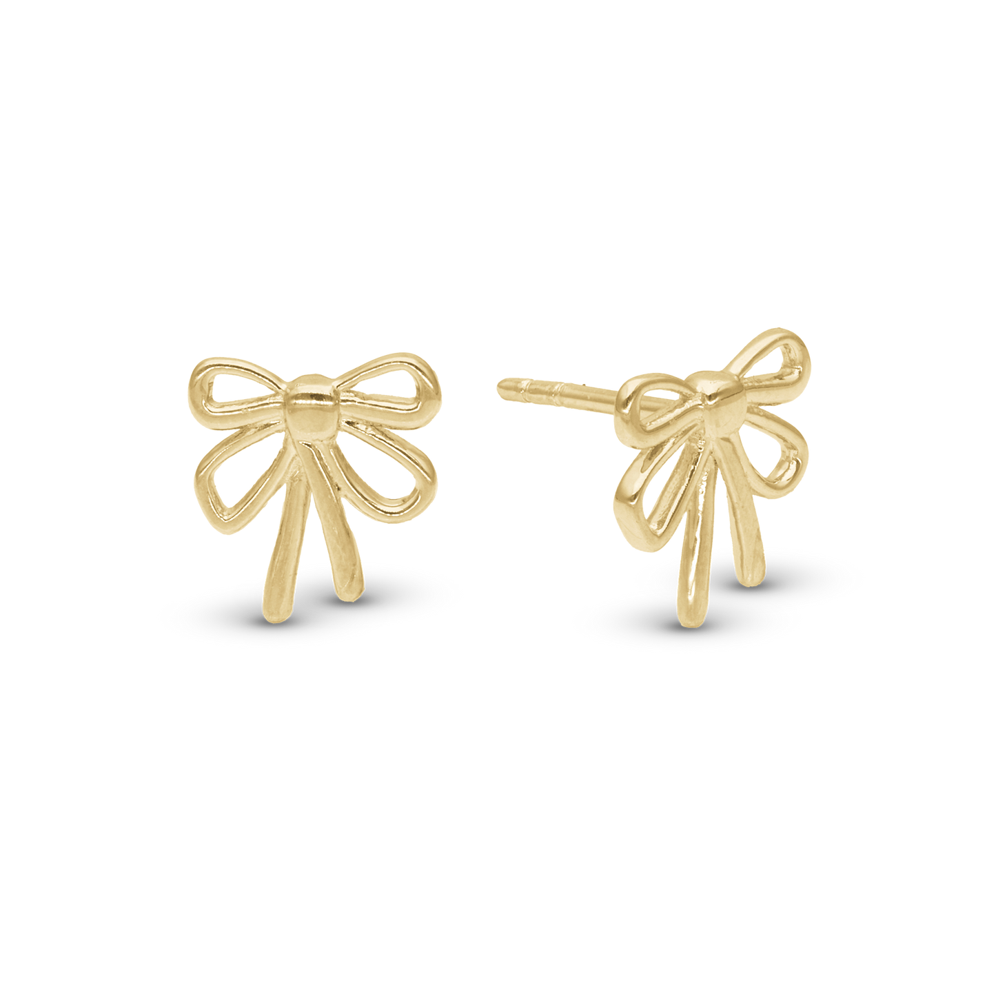 Bow Stud Earrings - Polished Gold Plated Sterling Silver