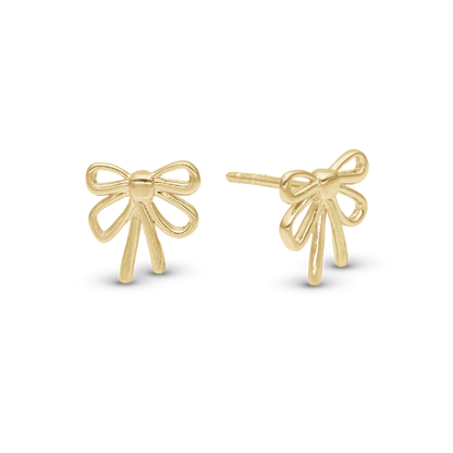 Bow Stud Earrings - Polished Gold Plated Sterling Silver