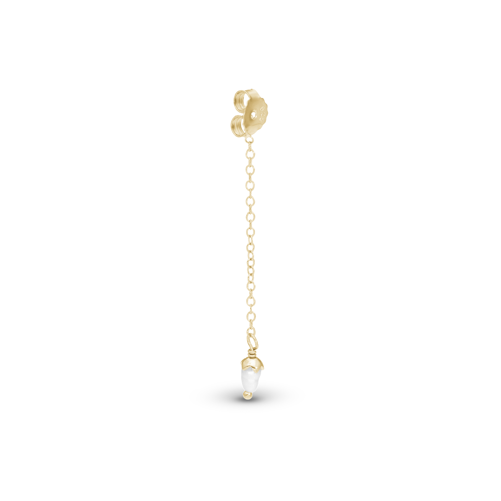 Stud Add-On / 1 stk. Earring Stud - Polished Gold Plated Sterling Silver with 2 white Cubic Zirkonia