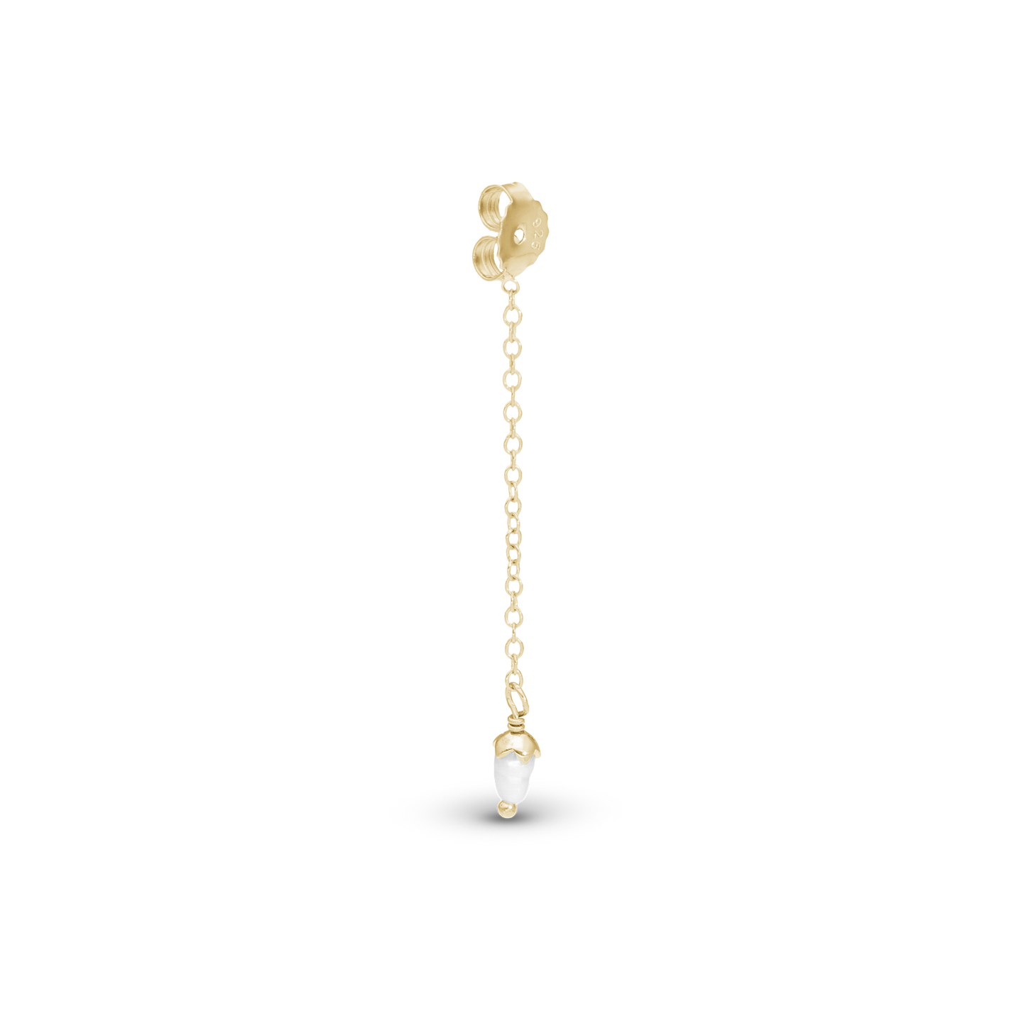 Stud Add-On / 1 stk. Earring Stud - Polished Gold Plated Sterling Silver with 2 white Cubic Zirkonia