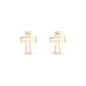 Cross Stud Earrings - Polished Gold Plated Sterling Silver