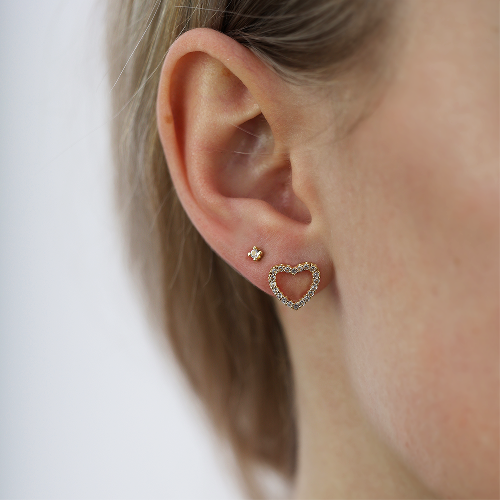 Topaz Sparkling Hearts Stud Earrings Stud Earrings - CHRISTINA
