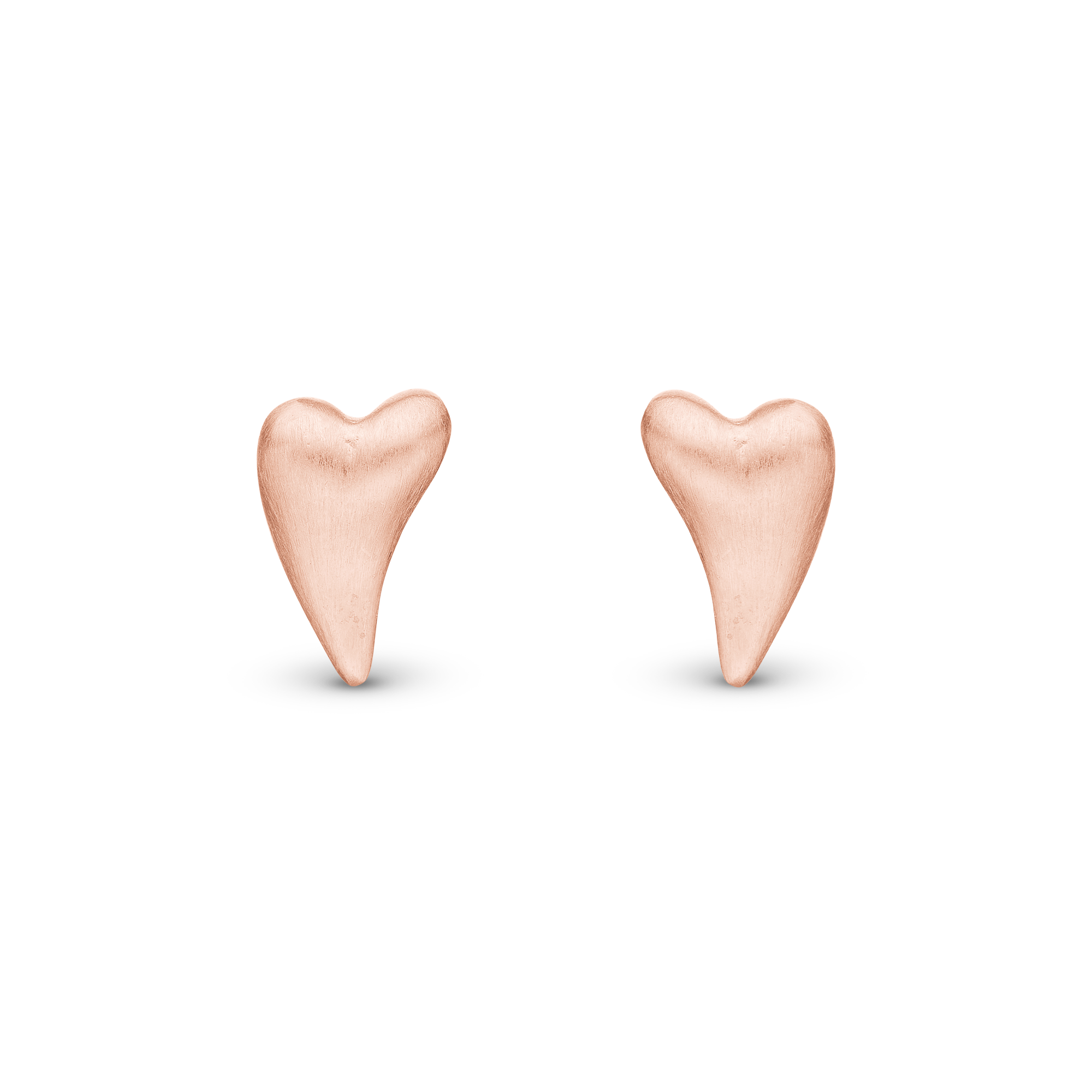 Brushed Hearts Stud Earrings - Rose Gold Plated