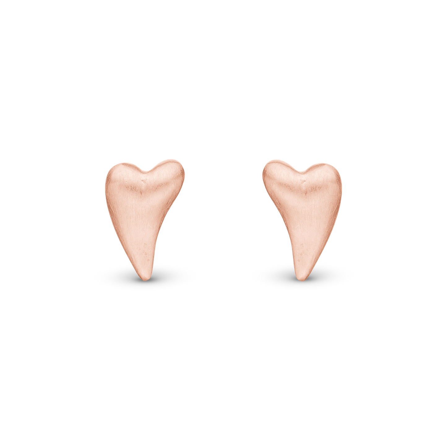 Brushed Hearts Stud Earrings - Rose Gold Plated