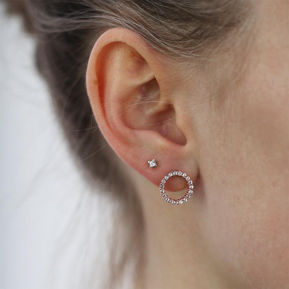Topaz Sparkling Circle Stud Earrings Stud Earrings - CHRISTINA
