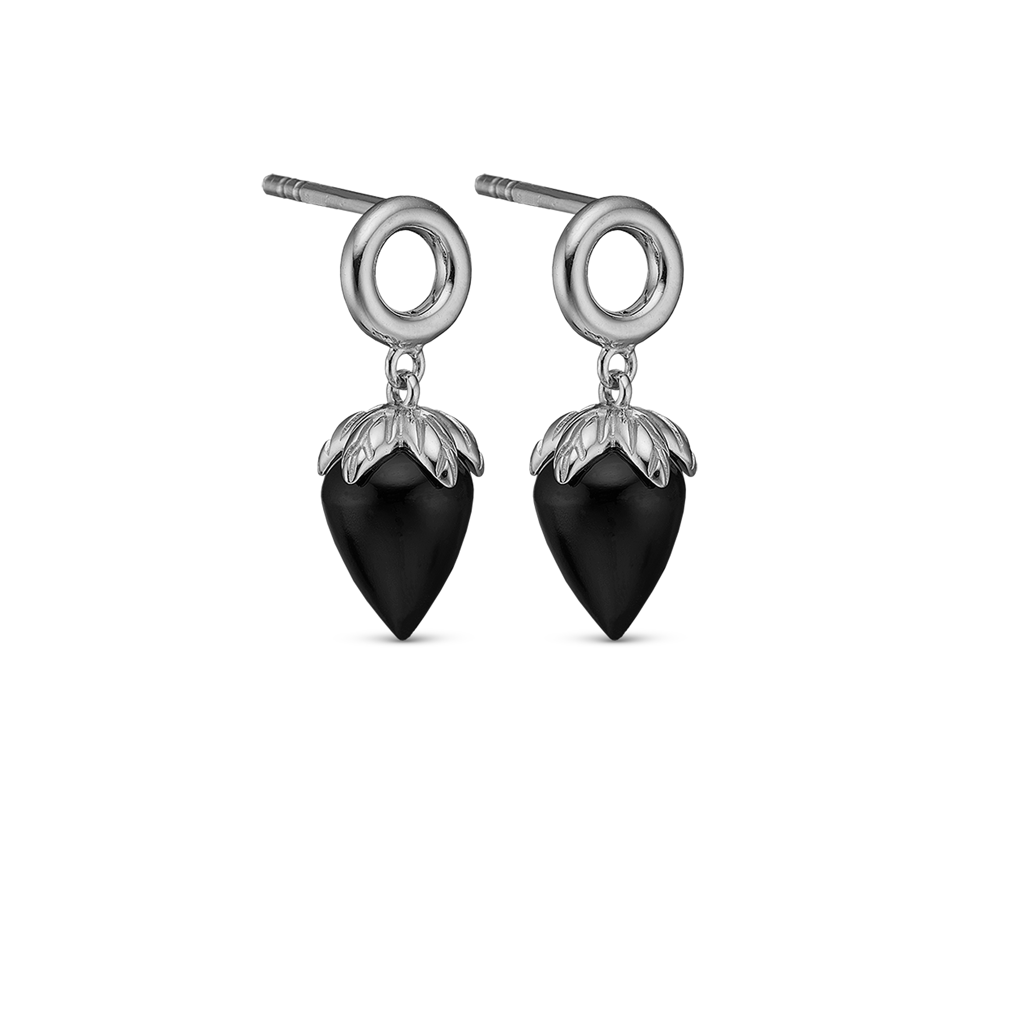 Black Chalcedony Stud Earrings - CHRISTINA