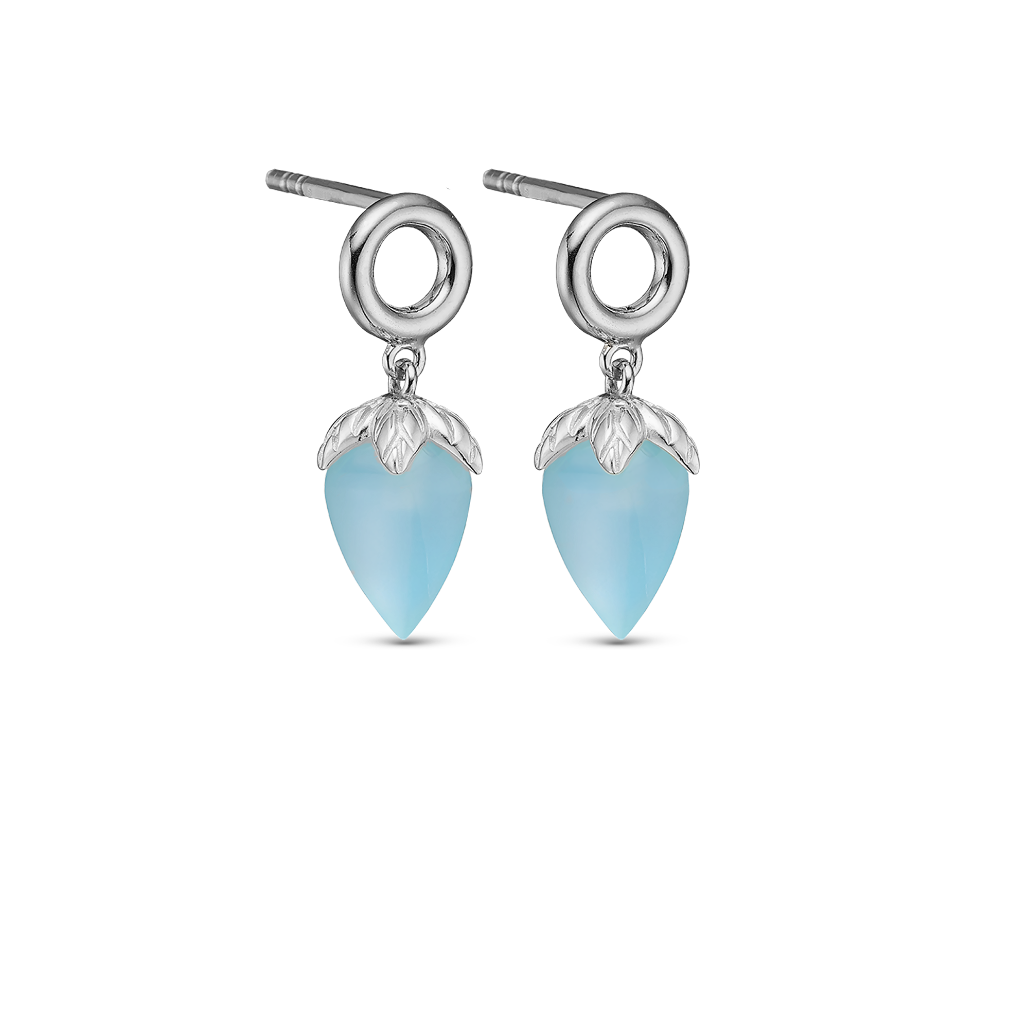 Blue Chalcedony Stud Earrings - CHRISTINA