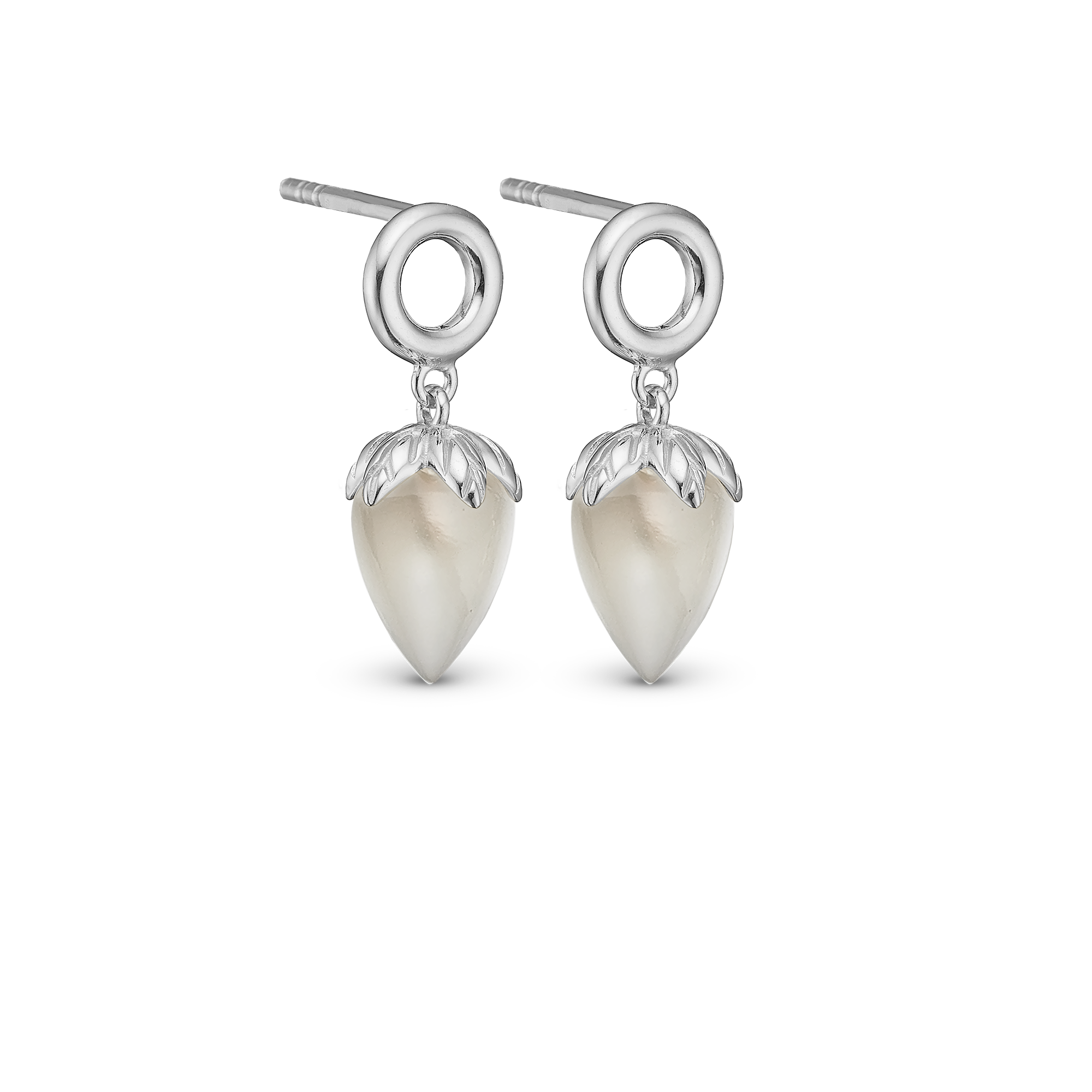 Grey Moonstone Stud Earrings - CHRISTINA