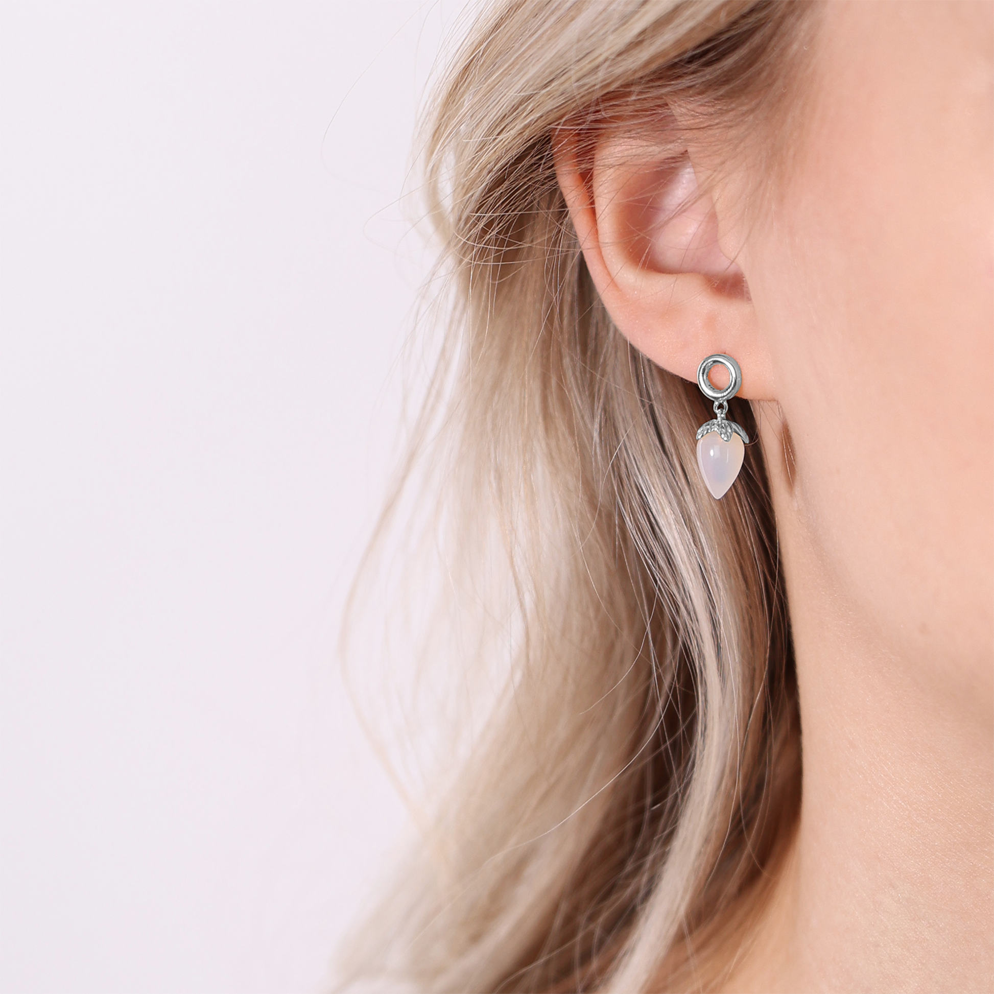 White Chalcedony Stud Earrings - CHRISTINA