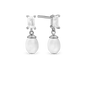 Pearl Baguette Stud Earrings - Polished Sterling Silver with 4 white Ferskvandsperler