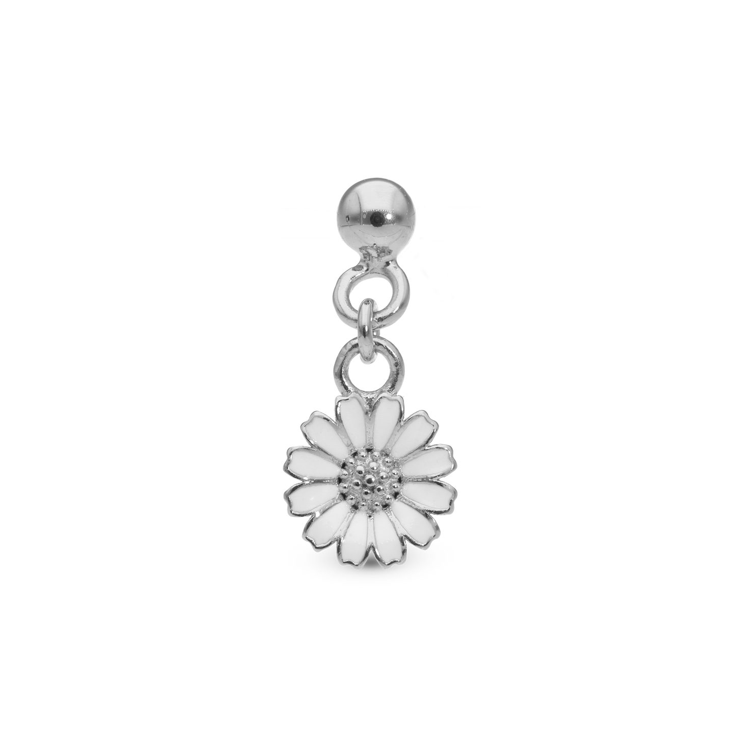 Dangling Marguerite Simple Earring Stud / Single Stud - Polished Sterling Silver