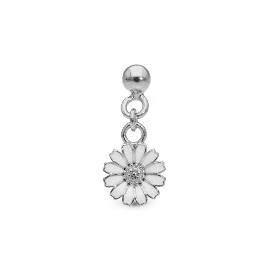 Dangling Marguerite Simple Earring Stud / Single Stud - Polished Sterling Silver