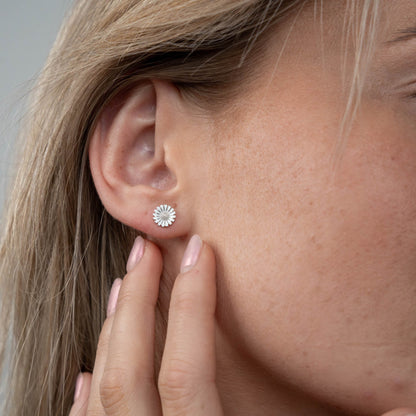 Marguerite 8mm Simple Earring Stud / Single Stud - Sterling Silver