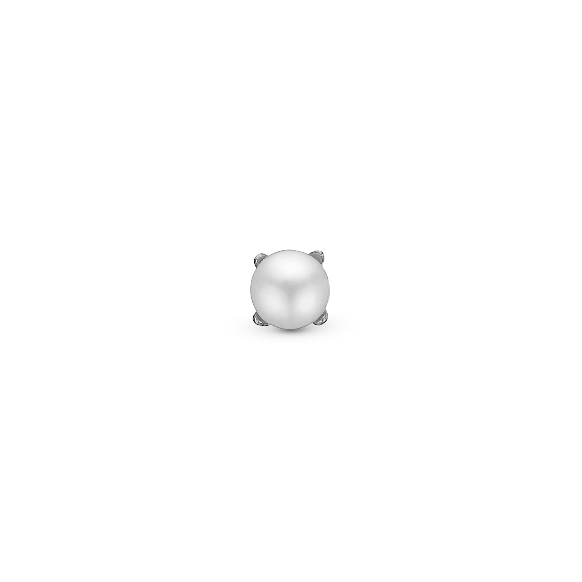 Pearl Simple Earring Stud / Single Stud - Polished Sterling Silver with 1 Freshwater Pearls