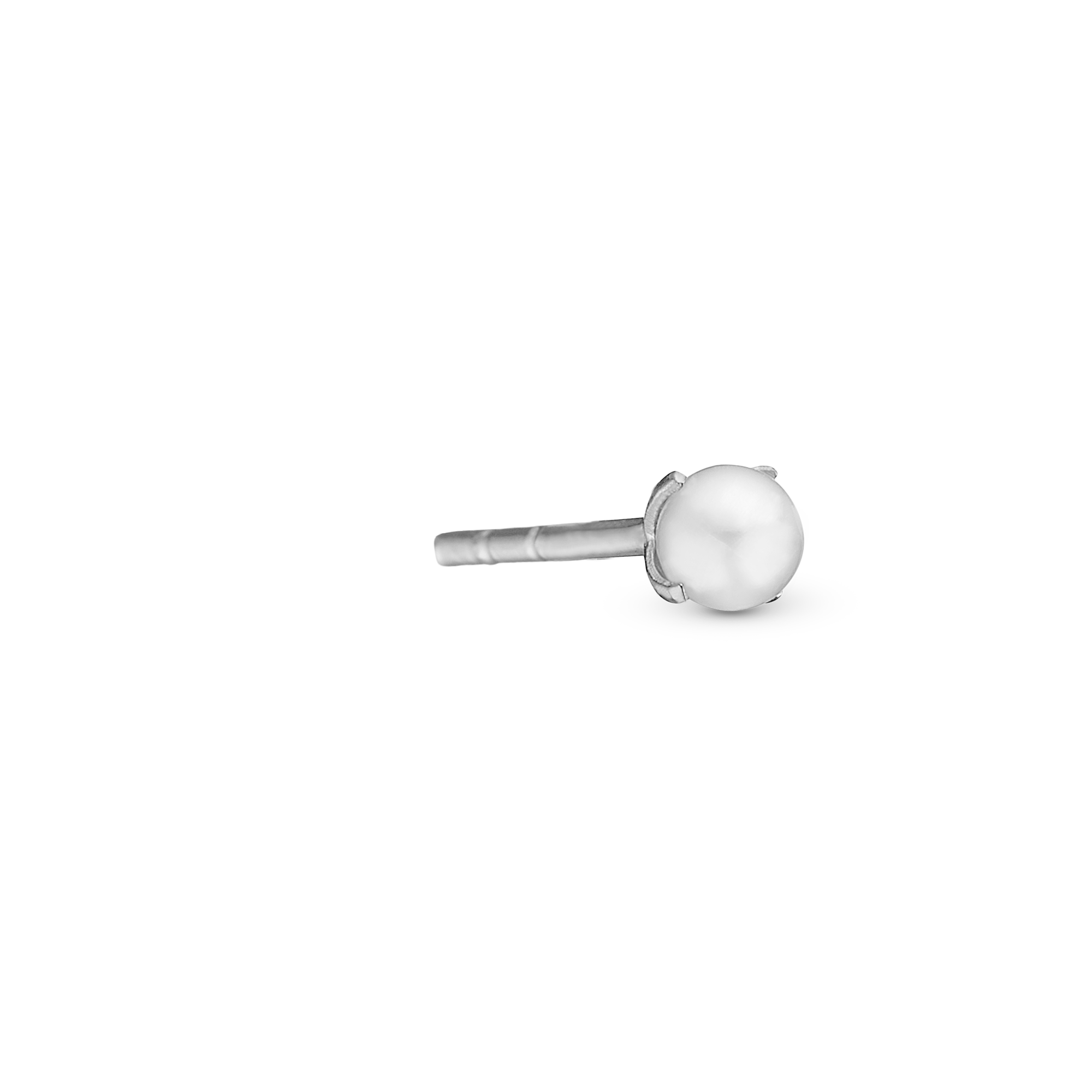 Pearl Simple Earring Stud / Single Stud - Polished Sterling Silver with 1 Freshwater Pearls